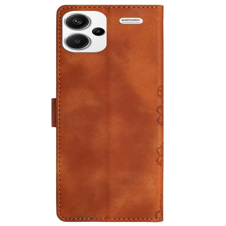 For Xiaomi Redmi Note 13 Pro+ 5G Case PU Leather Butterfly Flower Pattern Anti-Scratch Phone Cover
