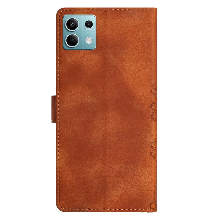 For Xiaomi Redmi Note 13 5G Case Butterfly Flower Pattern Skin-Touch Anti-Drop Leather Phone Cover