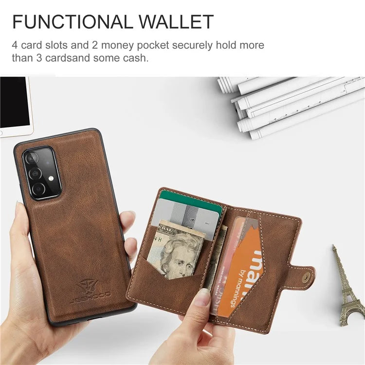 JEEHOOD J01 For Samsung Galaxy A33 5G Case Magnetic Detachabl Leather Back Cover Card Holder Pocket