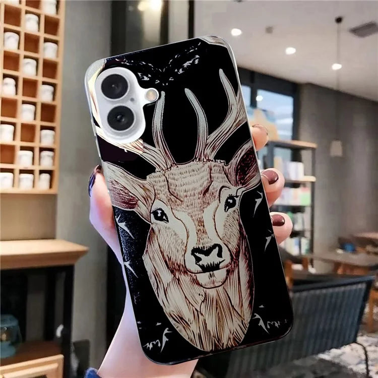 For iPhone 16 Plus Case Pattern Printing Anti-Scratch TPU Soft Phone Cover
