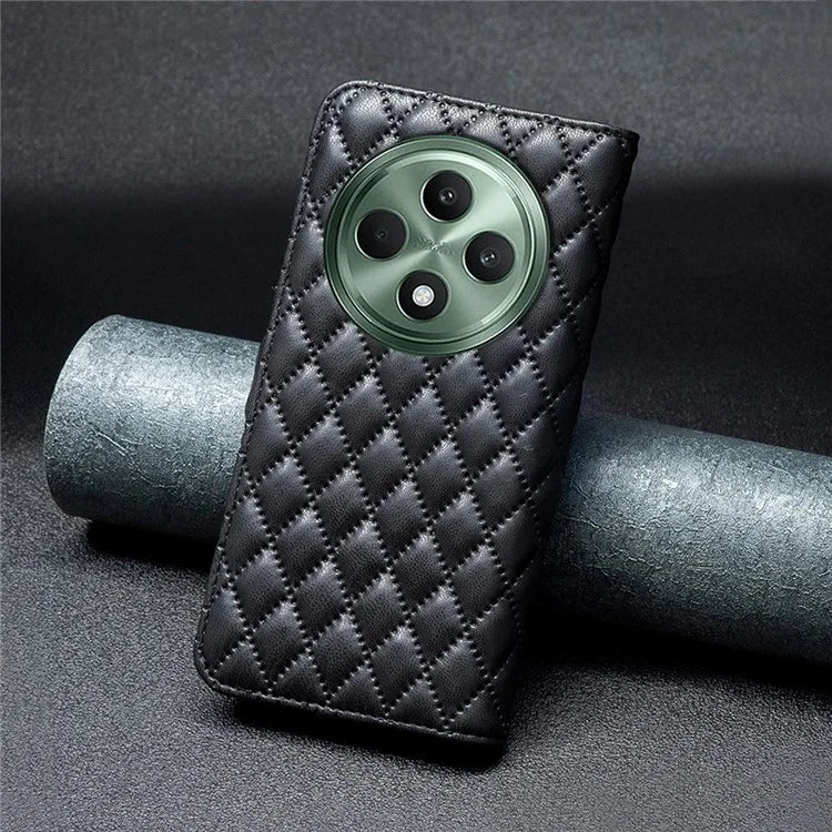 BINFEN COLOR BF Style-14 For Oppo Reno12 F 5G Wallet Case Rhombus PU Leather Phone Cover