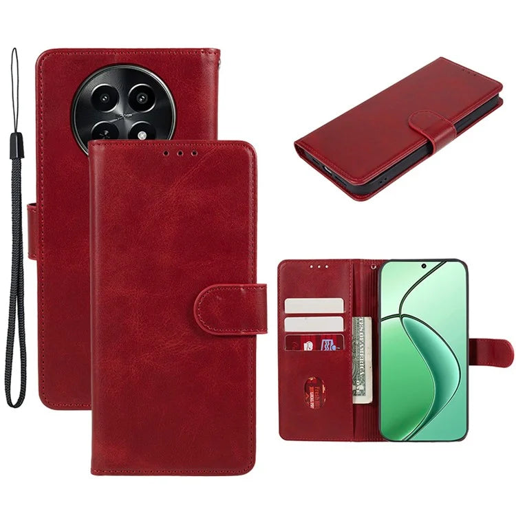 For Realme C65 5G Case PU Leather Wallet Folio Phone Cover Calf Texture
