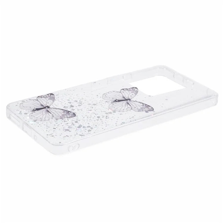 WANLONFENG AW Series for Xiaomi Redmi Note 13 5G Case Butterfly Epoxy TPU Sparkle Phone Cover with Screen Film