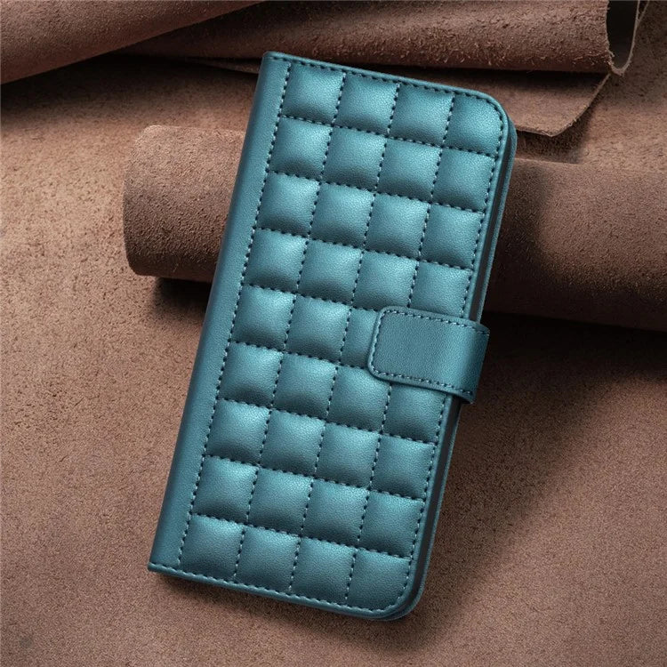 BINFEN COLOR BF34 for Oppo A58 4G Case Square Grid Pattern Leather Wallet Phone Cover