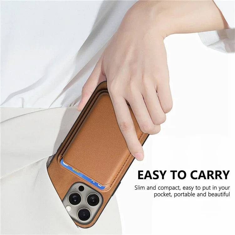 B2 For iPhone 15 Pro Magnetic Phone Case Card Bag PU Leather Coated TPU Phone Cover