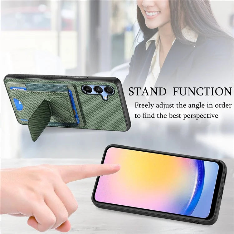 C1-13 For Samsung Galaxy A25 5G (Global) (161.0 X 76.5 X 8.3mm) Case Card Holder Kickstand Phone Cover