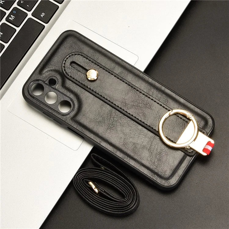 For Samsung Galaxy M15 5G Case Bottle Opener Wristband Leather+PC+TPU Phone Cover