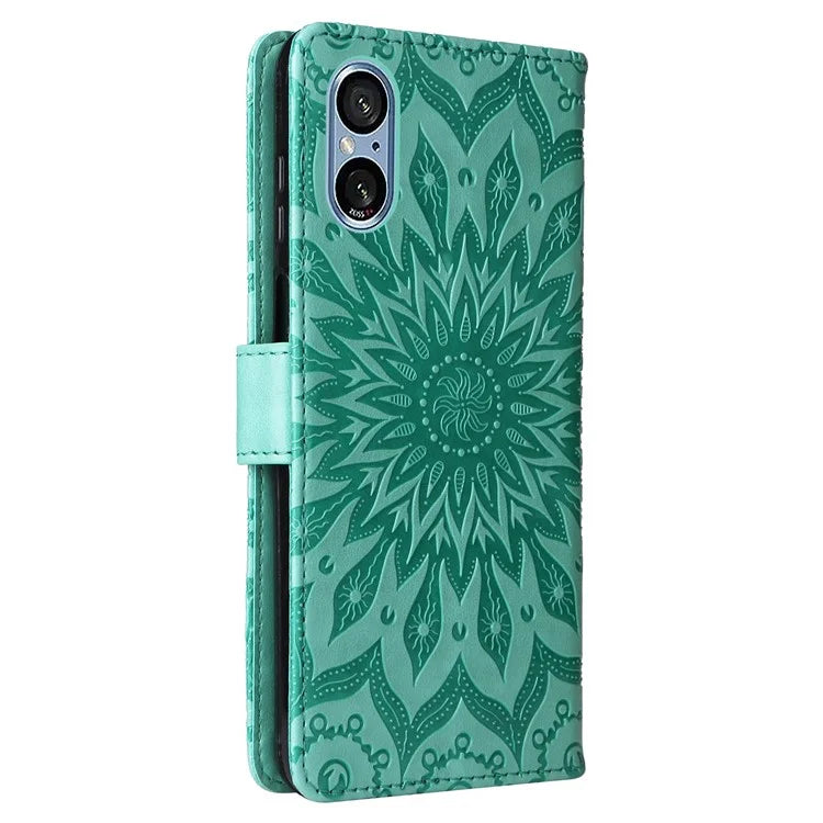 KT Imprinting Flower Series-1 For Sony Xperia 10 VI Case Stand Leather Phone Cover Funny Sunflower