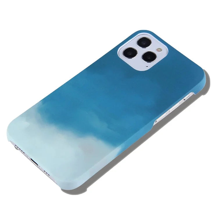 For iPhone 15 Pro Max Case Water Transfer Printing Design PC Hard Phone Cover - Blue Glacier