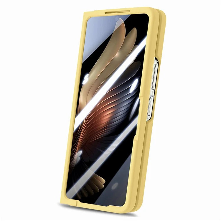 For Samsung Galaxy Z Fold6 5G Case Wristband Pen Slot Leather+PC Phone Cover with Screen Film
