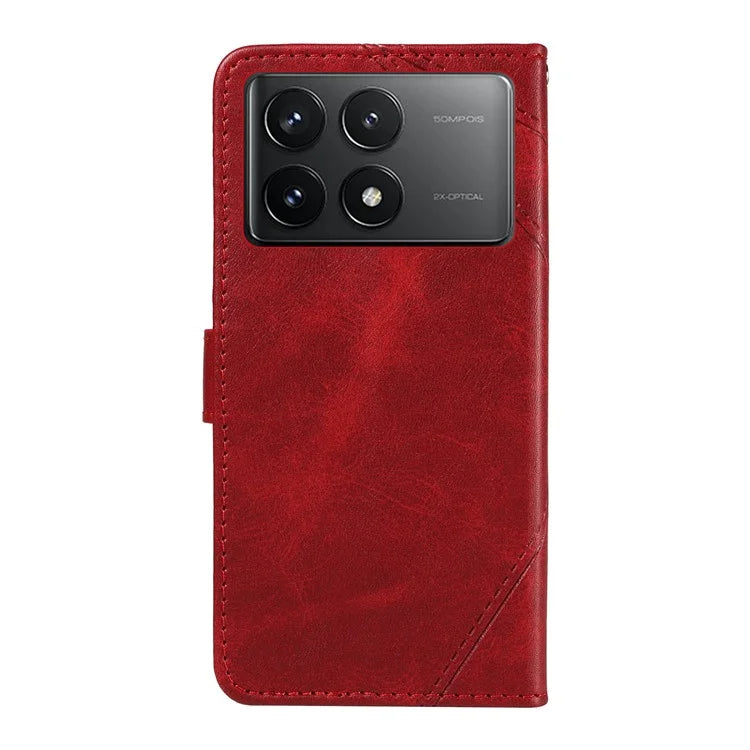 For Xiaomi Poco F6 Pro 5G / Redmi K70 5G / K70 Pro 5G Case Line Spliced PU Leather Phone Cover