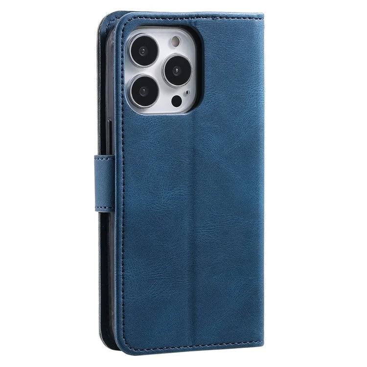 For iPhone 16 Pro Case Leather Flip Phone Cover Splicing Stitching