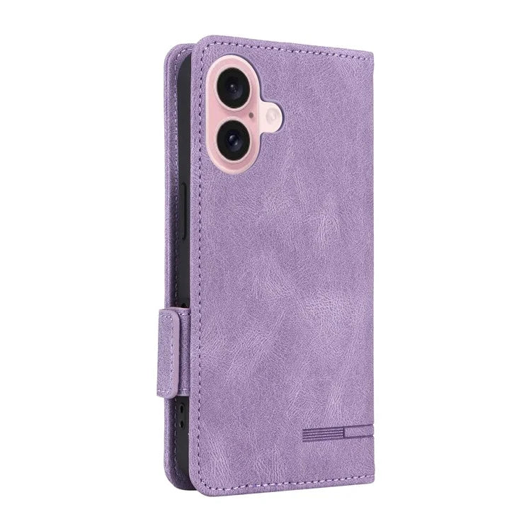 For iPhone 16 Case Hardware Decor Leather Phone Cover Card Holder Slots