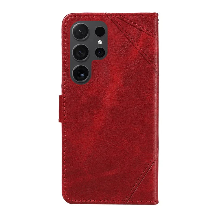 For Samsung Galaxy S24 Ultra Case PU Leather Phone Cover with Card Holder Geometric Line