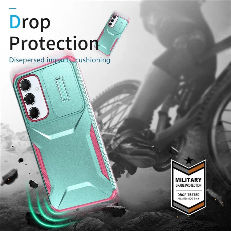 For Samsung Galaxy A55 5G Shockproof Case PC+TPU Phone Shell with Sliding Camera Cover