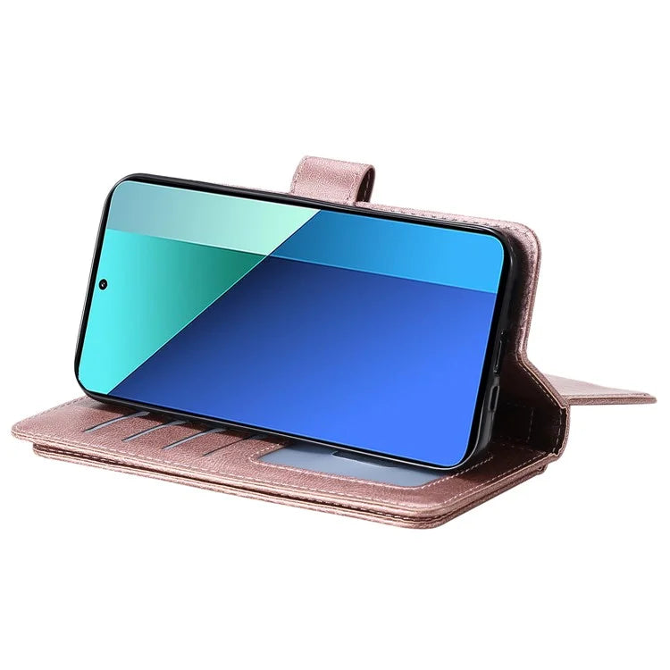 KT Multi-Functional Series-1 For Xiaomi Redmi Note 13 4G Case Leather Wallet Flip Phone Cover 10 Card Slots