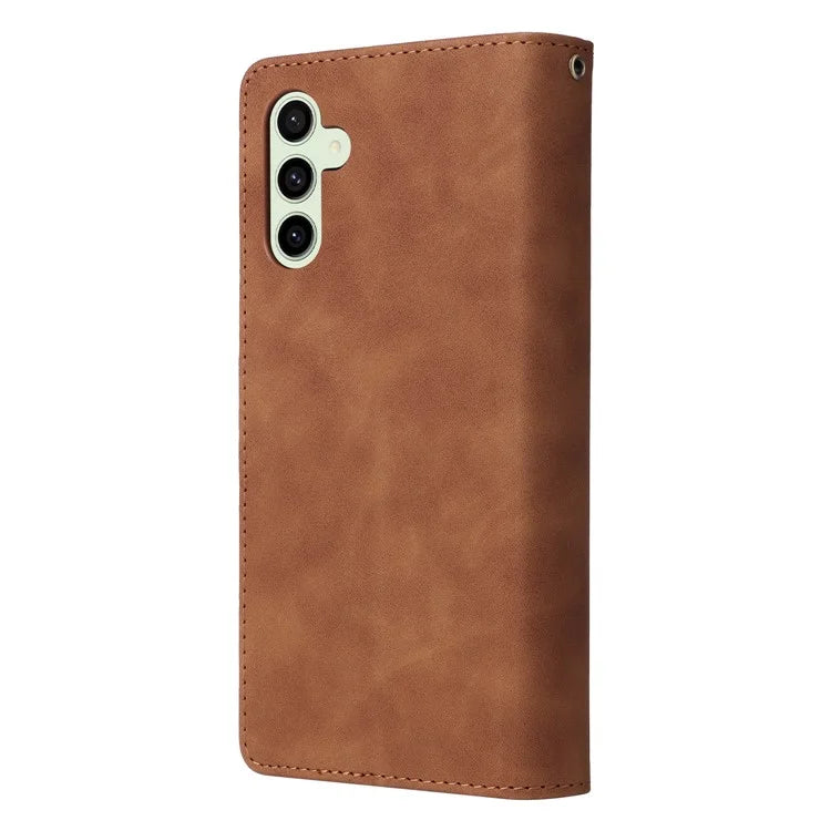 For Samsung Galaxy S24 FE Case Zipper Wallet PU Leather Flip Phone Cover