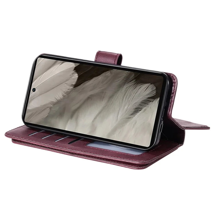 KT Multi-Functional Series-1 For Google Pixel 7a Case 10 Card Holder Leather Phone Cover Stand Function