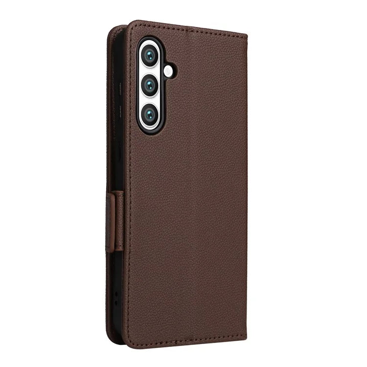For Samsung Galaxy S24 FE Case PU Leather Phone Wallet Cover Litchi Texture