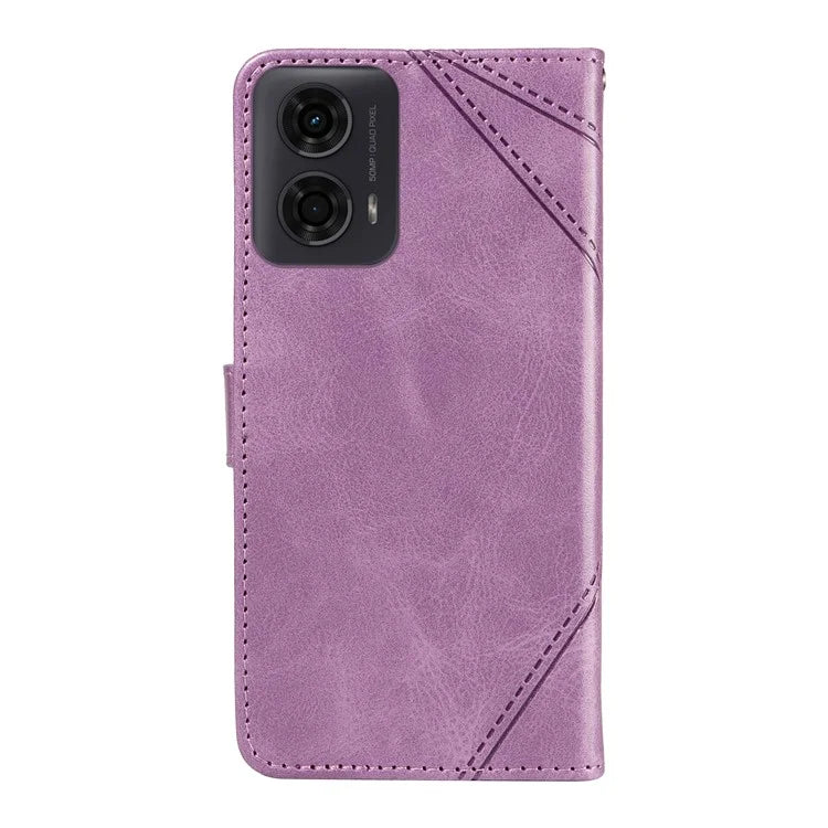 For Motorola Moto E14 4G / G04 4G / G04s 4G / G24 4G Case Card Holder Leather Phone Cover Geometric Line
