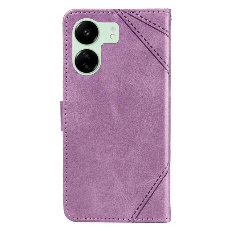 For Xiaomi Redmi 13C 5G / 13C 4G / 13R 5G / Poco C65 4G / Poco M6 5G Case PU Leather Stand Phone Cover Geometric Lines