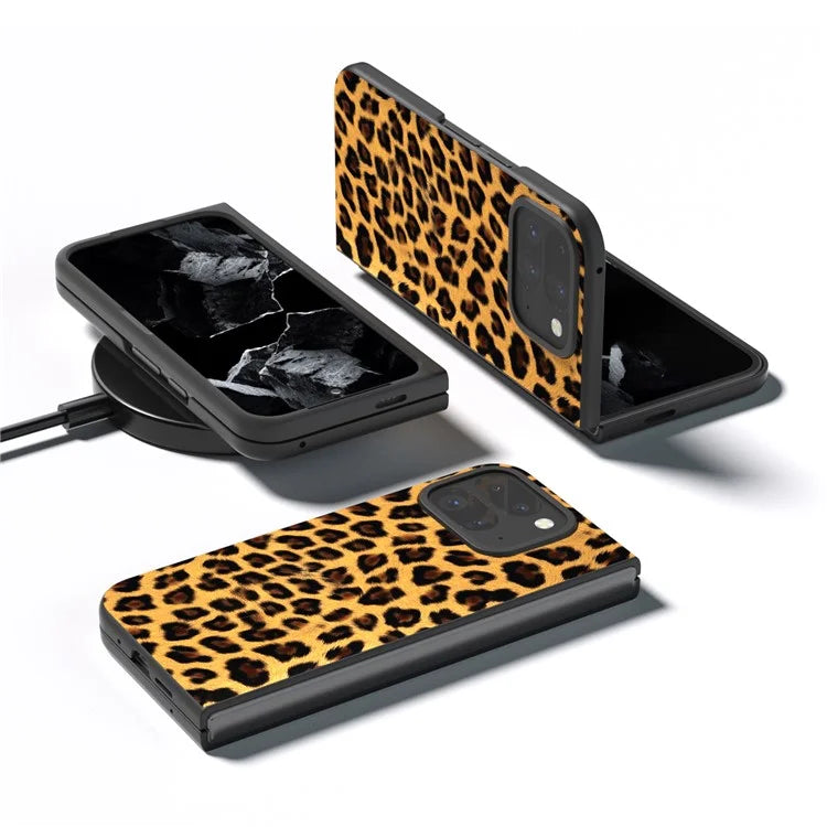 For Google Pixel 9 Pro Fold 5G Case Leopard Pattern PU+PC Phone Cover