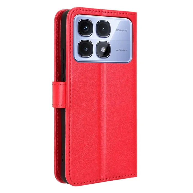 For Xiaomi Redmi K70 Ultra Phone Stand Case Crazy Horse Texture PU Leather Cover Wallet
