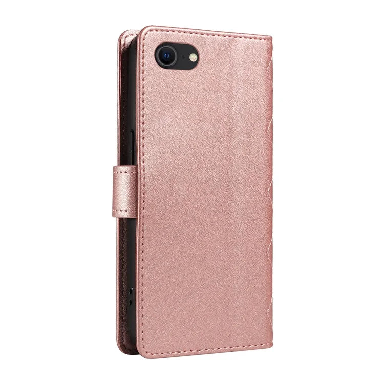 For iPhone SE (2022) / SE (2020) / iPhone 8 / 7 / 6s / 6 Case Rhombus Pattern Leather Phone Cover with Straps