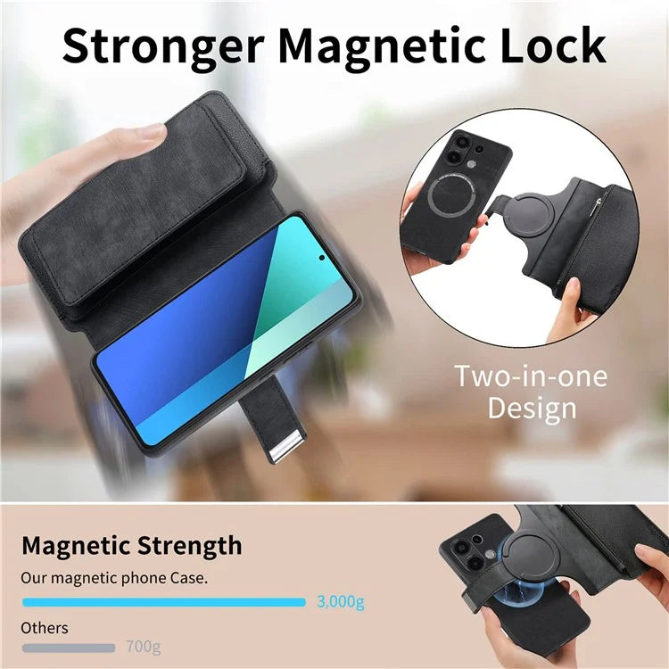 CASENEO MW-02 For Xiaomi Redmi Note 13 4G Case Magnetic Detachable Phone Leather Cover