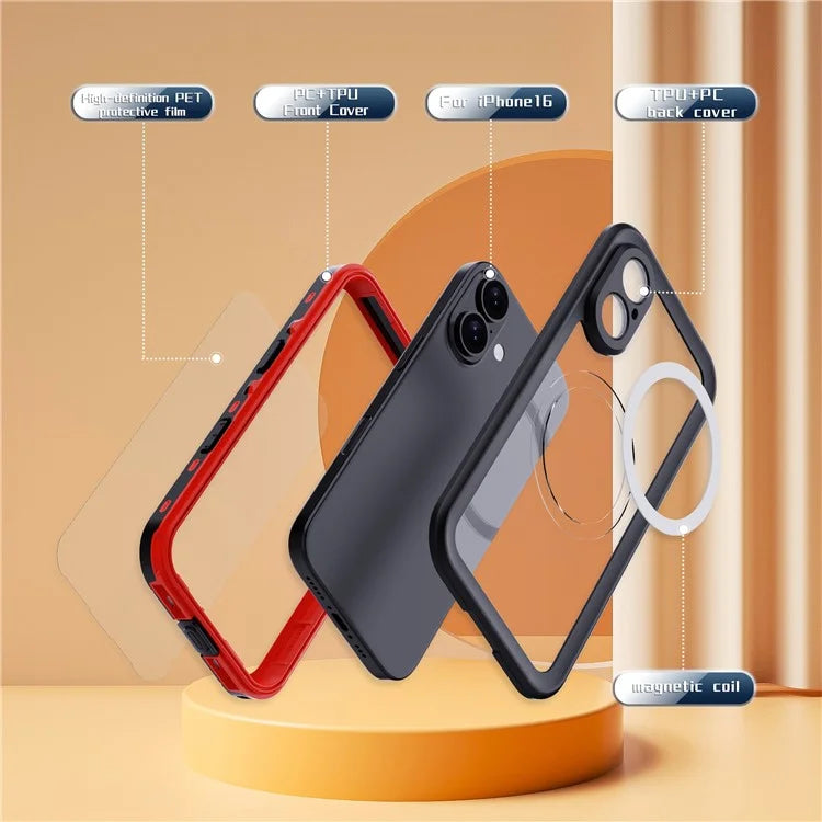 REDPEPPER Dot+ Series For iPhone 16 Phone Case Compatible with MagSafe IP68 Waterproof Clear Phone Cover