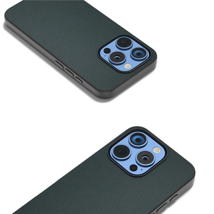 ABEEL For iPhone 16 Pro Case Genuine Cow Leather PC Phone Cover
