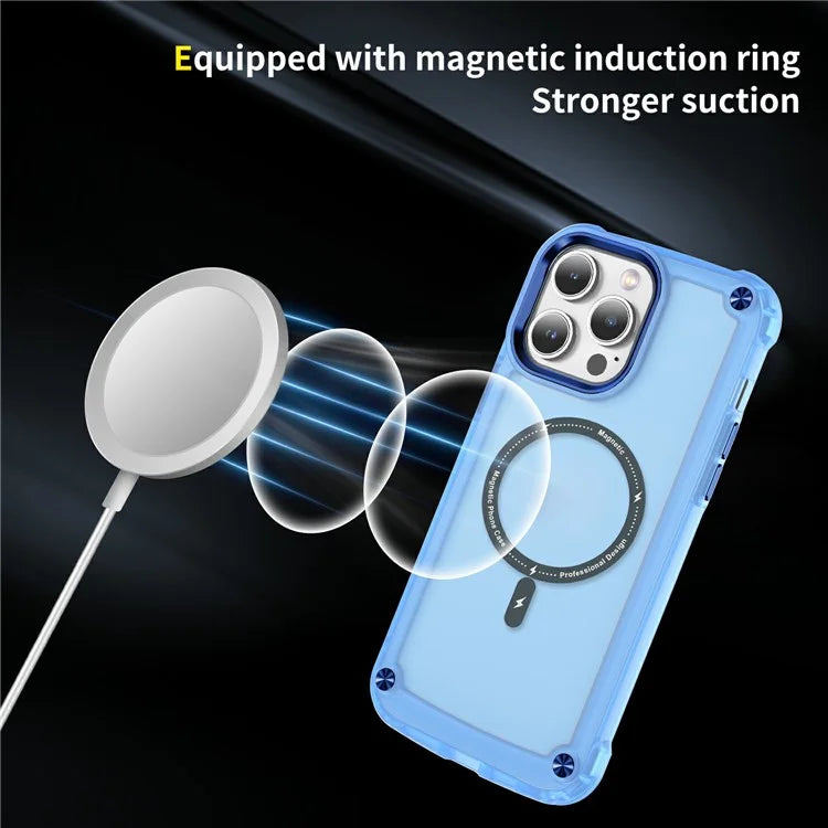 For iPhone 16 Pro Magnetic Case Translucent Phone Cover Compatible with MagSafe
