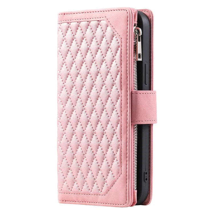 Style 005 For Samsung Galaxy A16 5G Wallet Case Rhombus Stitching Line PU Leather Phone Cover
