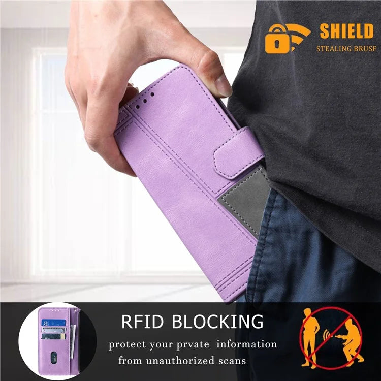 For Samsung Galaxy A16 5G Leather Case RFID Blocking Wallet Stand Phone Cover with Strap
