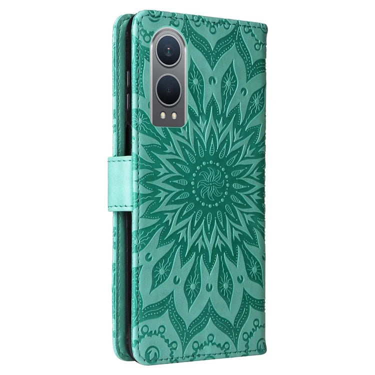 KT Imprinting Flower Series-1 For OnePlus Nord CE4 Lite 5G / Oppo K12x 5G (China) Case Sunflower Leather Card Holder Folio Phone Cover