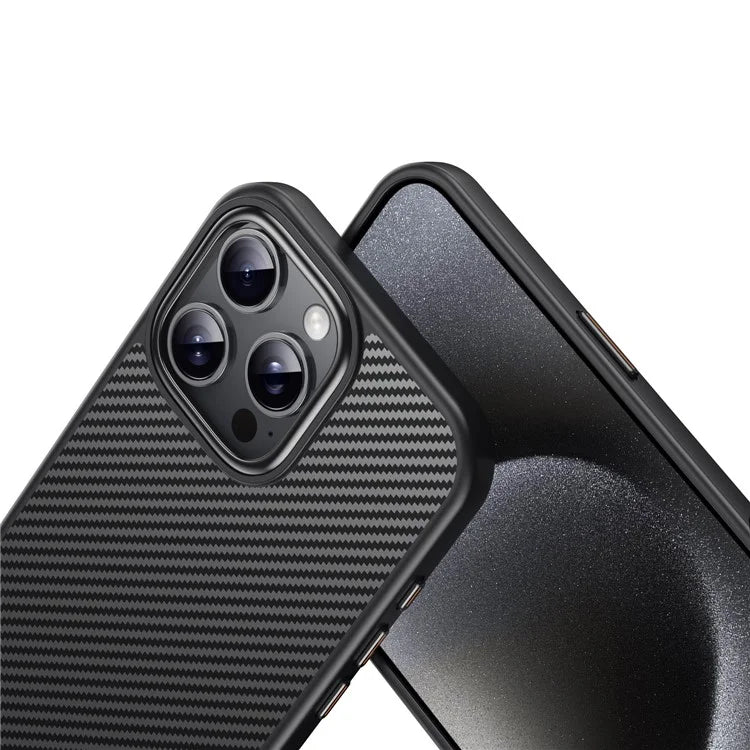For iPhone 16 Pro Max Magnetic Case Compatible with MagSafe Carbon Fiber Texture PC + TPU Cover