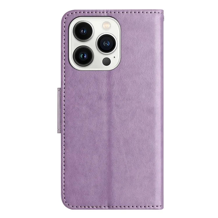For iPhone 16 Pro Leather Case Butterflies Flower Pattern Wallet Stand Phone Cover