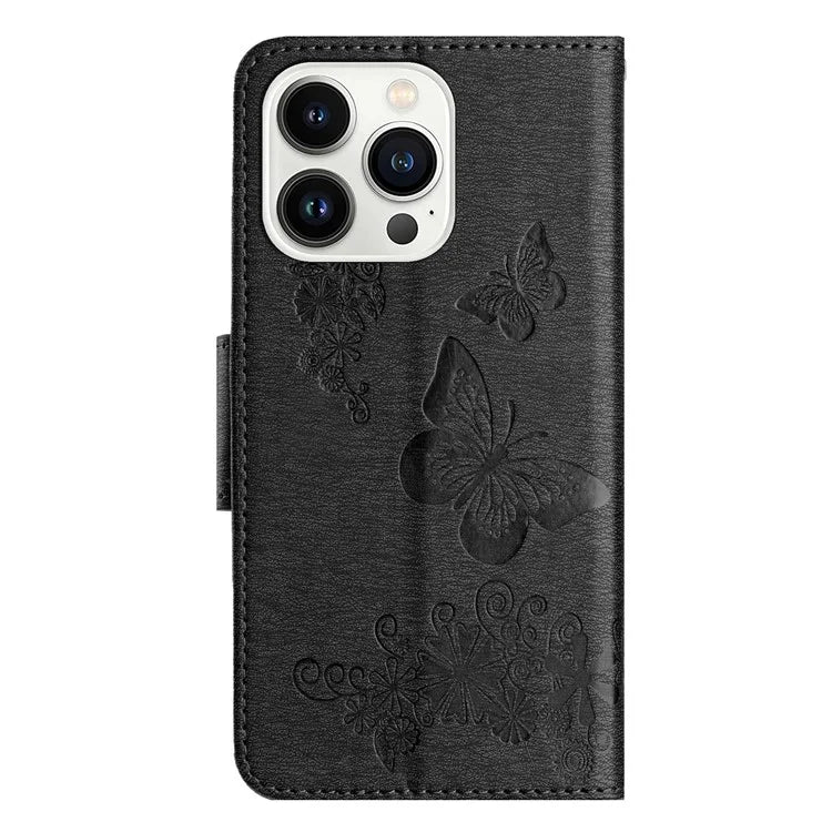 For iPhone 16 Pro Max Case Butterflies Flower Leather Wallet Flip Phone Cover