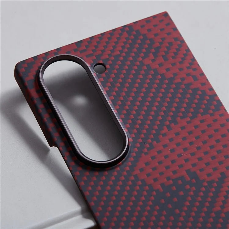 For Samsung Galaxy Z Fold6 5G Case Compatible with MagSafe Camouflage Red Aramid Fiber Phone Cover