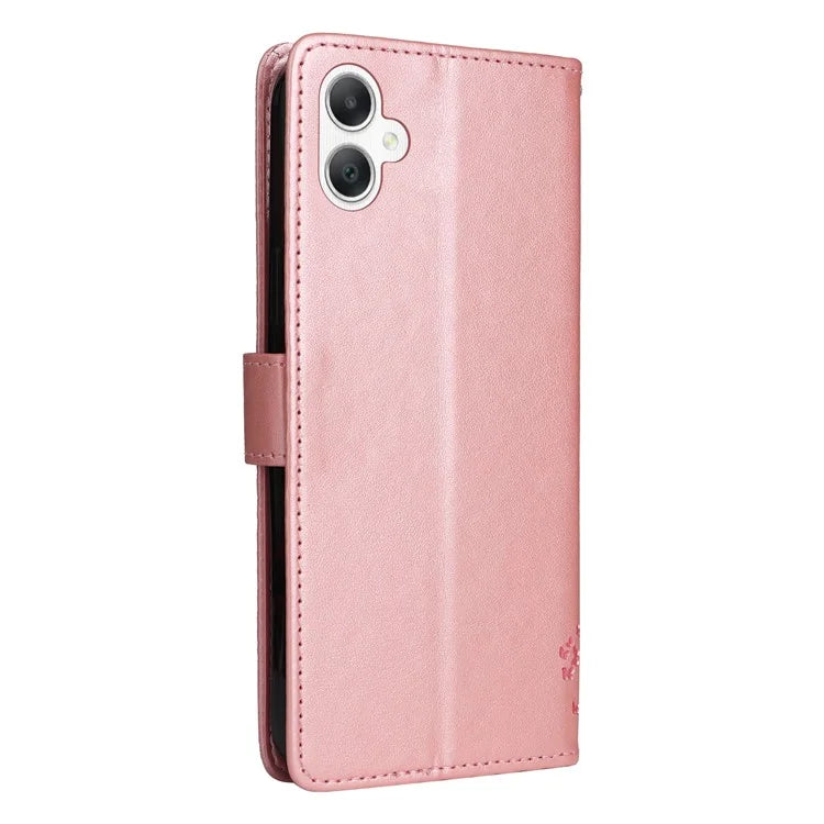 KT Imprinting Flower Series-3 For Samsung Galaxy A06 Case Cat Tree Pattern Flip Leather Phone Cover