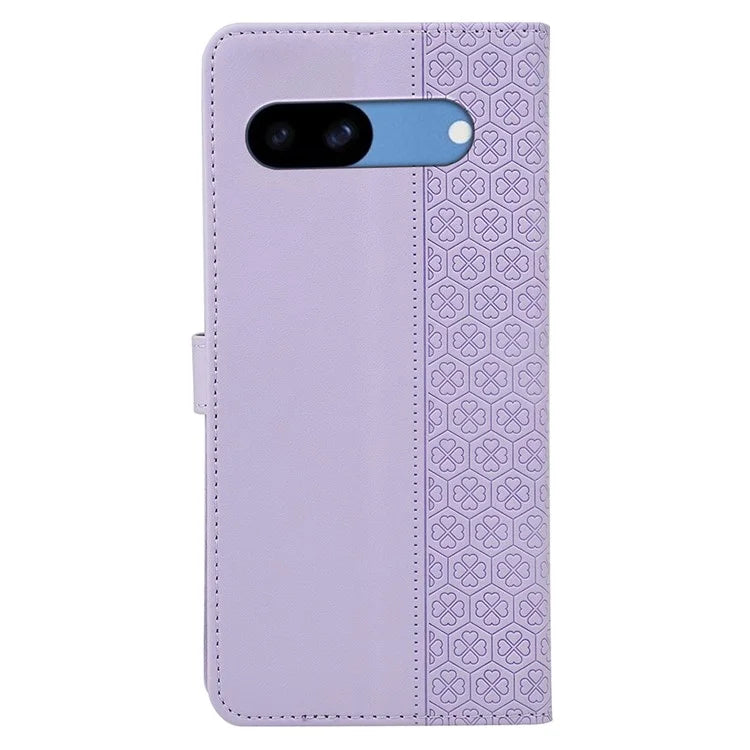 For Google Pixel 8a Case Magnetic Clasp Four-Leaf Clover Leather Phone Cover