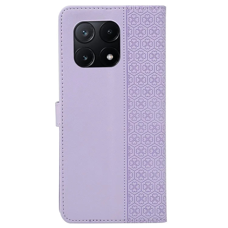 For Xiaomi Poco X6 Pro 5G / Redmi K70E 5G Case Magnetic Clasp Four-Leaf Clover Leather Phone Cover