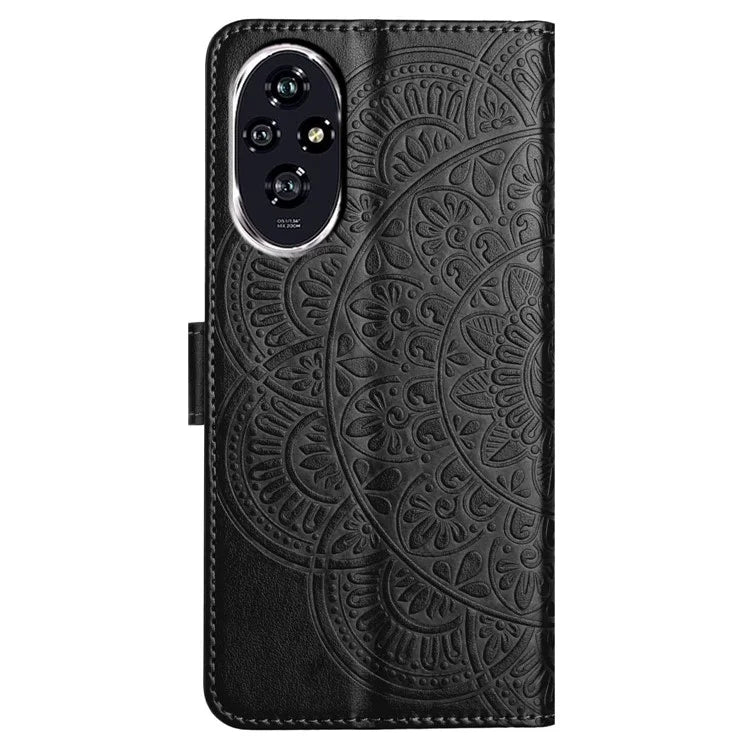 For Honor 200 5G Leather Case with Card Slots Mandala Pattern Phone Cover Stand