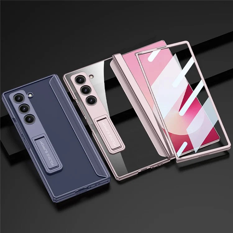 GKK For Samsung Galaxy Z Fold6 5G Clear Case Kickstand PC Phone Cover with Screen Film