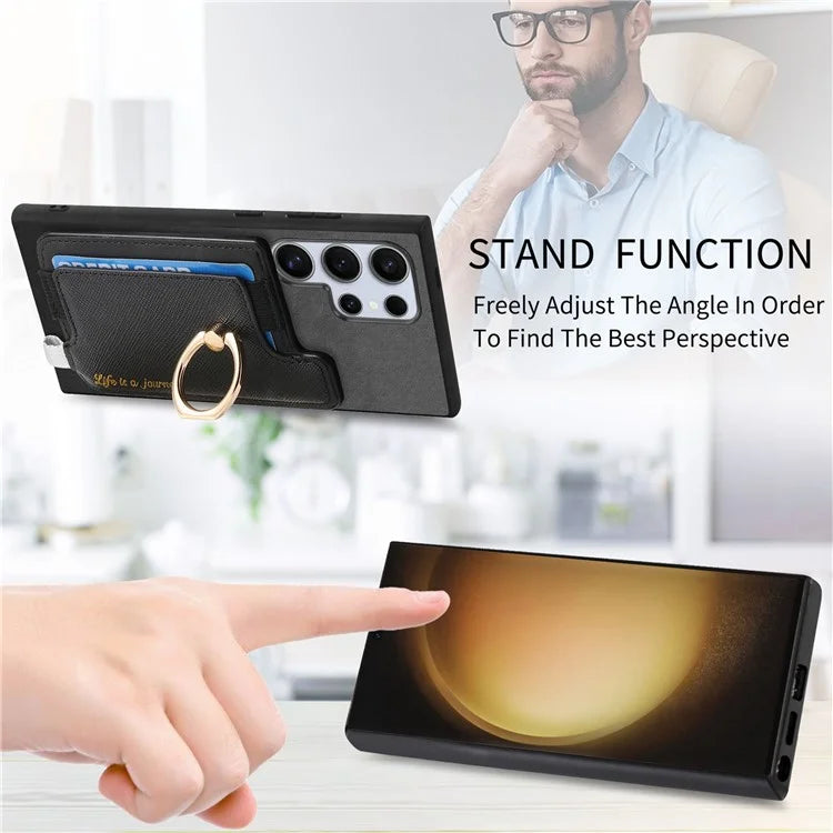 B5 For Samsung Galaxy S23 Ultra Case 2-in-1 Magnetic Detachable Card Holder Leather+TPU Phone Cover