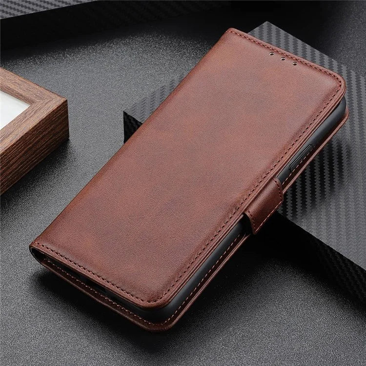 For Samsung Galaxy A06 Case Stand Cowhide Texture PU Leather Phone Cover