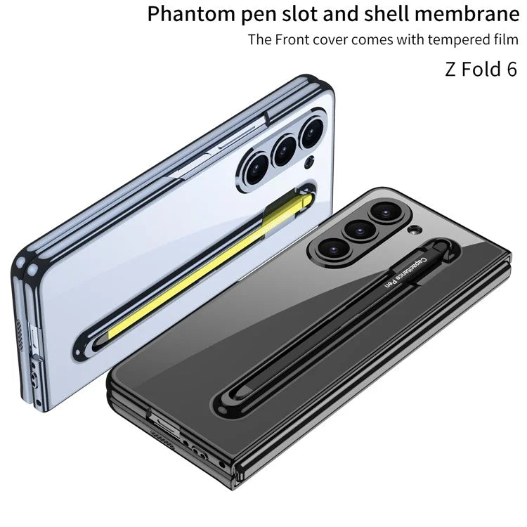 GKK For Samsung Galaxy Z Fold6 5G Case Electroplating PC Phone Cover with Screen Film, Pencil