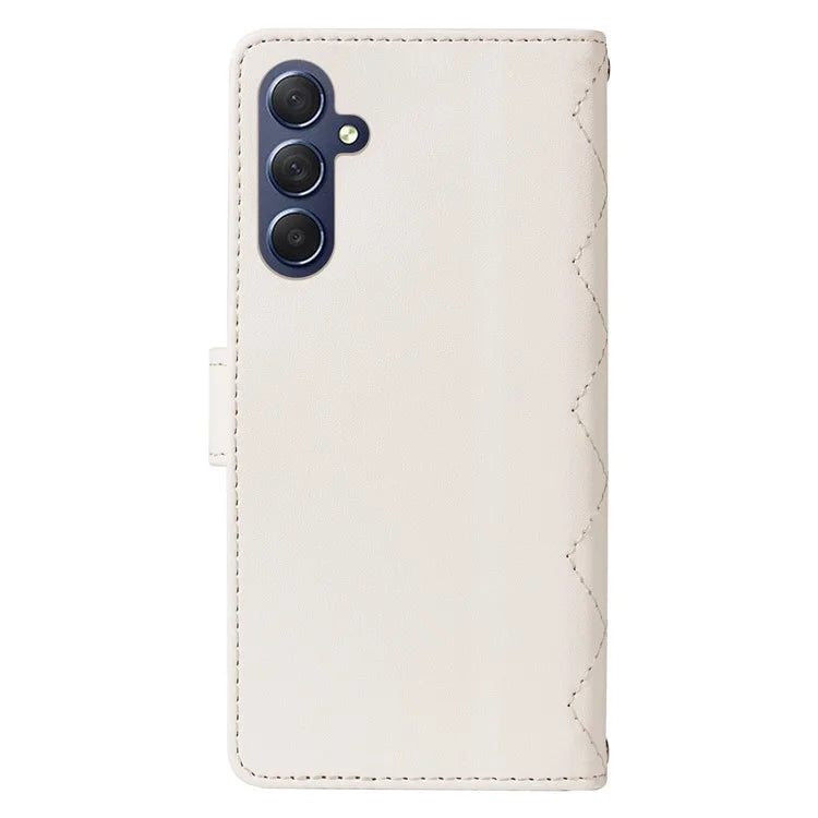 For Samsung Galaxy A16 5G Case Wallet Rhombus Leather Phone Cover with Shoulder Strap, Wrist Strap