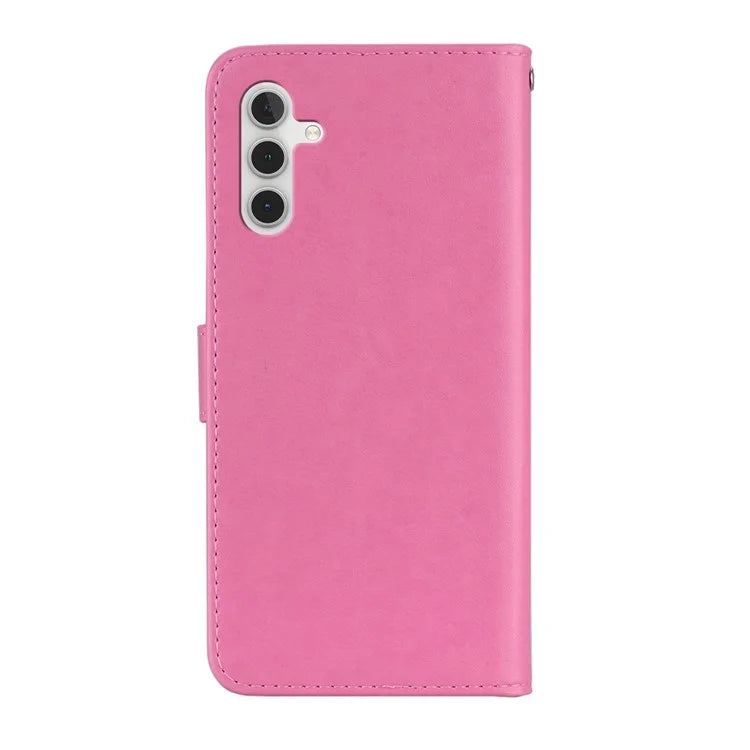 For Samsung Galaxy S24 FE Wallet Case Owl Flower Imprinted Rhinestone Leather Cover