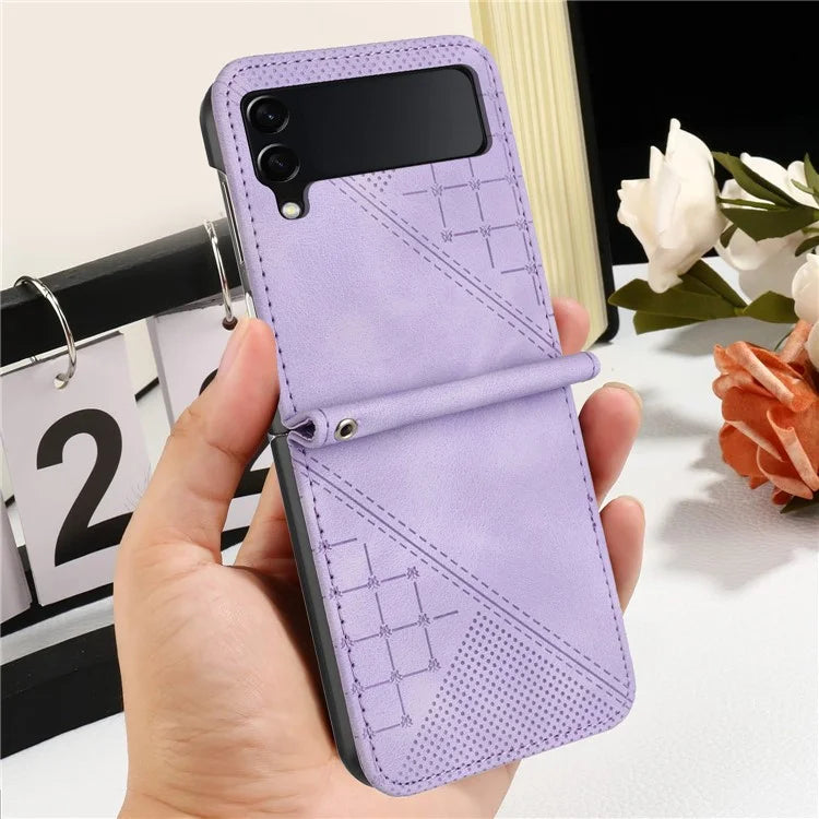 YX0080 For Samsung Galaxy Z Flip4 5G Case Imprint PU Leather Phone Cover